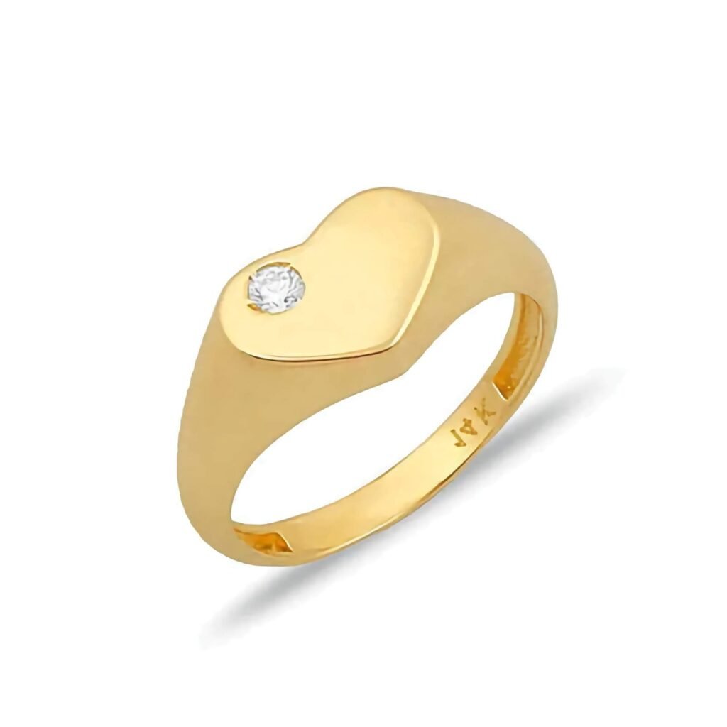 925 Silver Diamond Heart Signet Pinky Ring