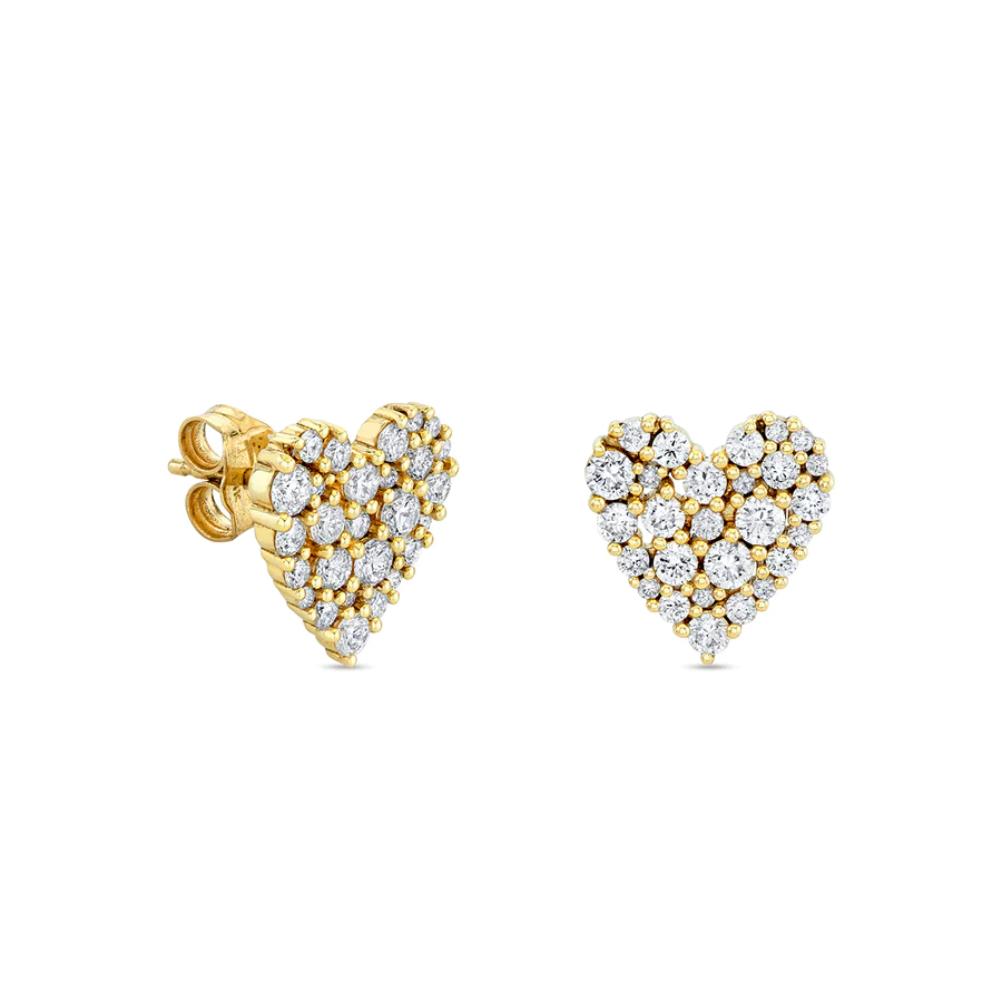 925 Silver Diamond Heart Stud