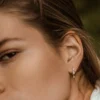 925 Silver Diamond Hoop Earrings in thick gold plating