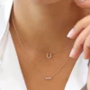 925 Silver Diamond Horseshoe Necklace - Image 8