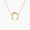 925 Silver Diamond Horseshoe Necklace with polished sterling silver finish