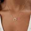 925 Silver Diamond Horseshoe Necklace with thick gold plating