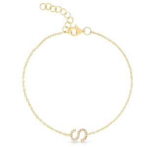 925 Silver Diamond Initial Bracelet