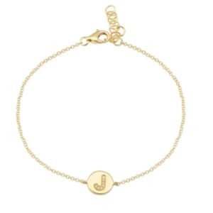 925 Silver Diamond Initial Disc Bracelet