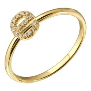 925 Silver Diamond Initial Ring
