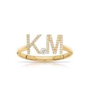 925 Silver Diamond Initials Ring