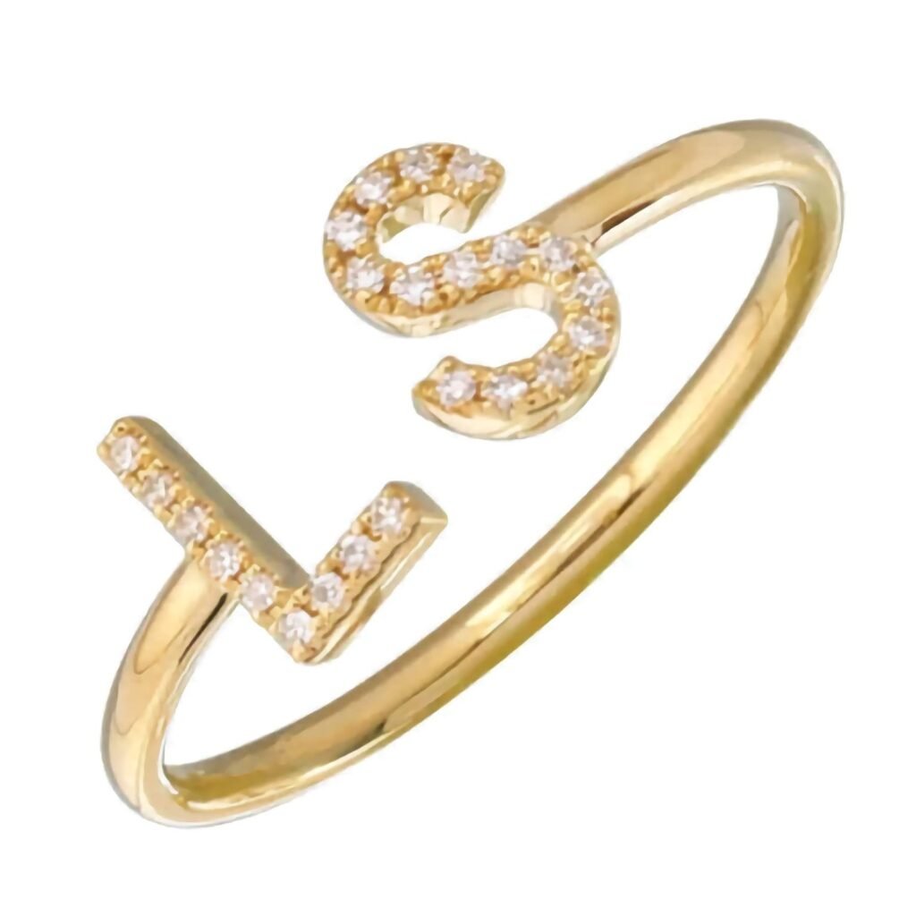 925 Silver Diamond Initials Ring