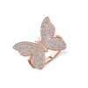 Large butterfly-shaped ring with sparkling CZ diamond stones