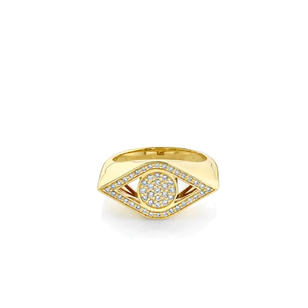 925 Silver Diamond Large Evil Eye Signet Ring
