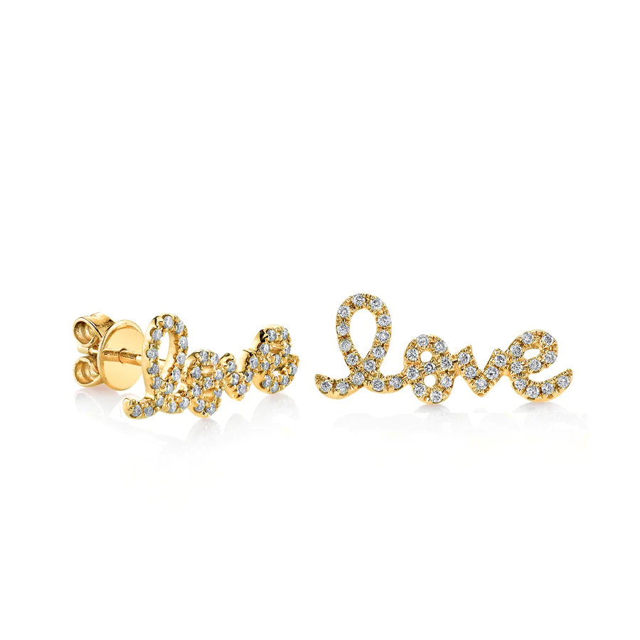 925 Silver Diamond Love Stud
