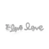 Love word stud earring with bright stone accents