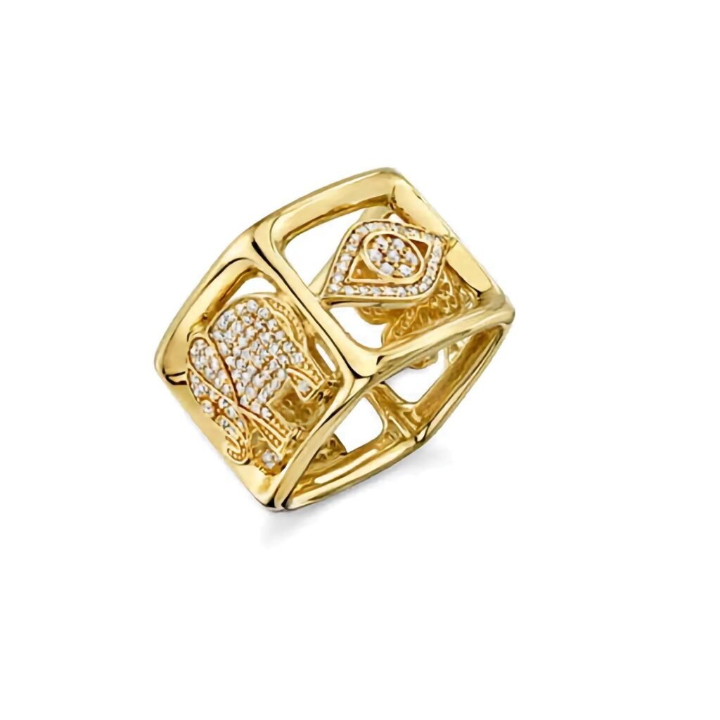 925 Silver Diamond Luck Block Ring