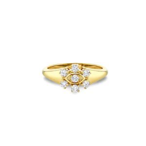 925 Silver Diamond Marquise Eye Flower Signet Ring