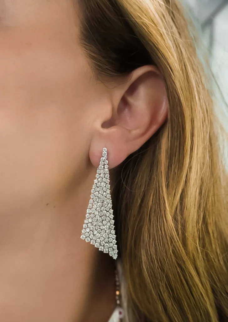 925 Silver Diamond Mesh Earrings