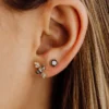 925 sterling silver bee stud with thick gold plating