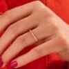 Minimal baguette wedding ring in 925 sterling silver with gold plating