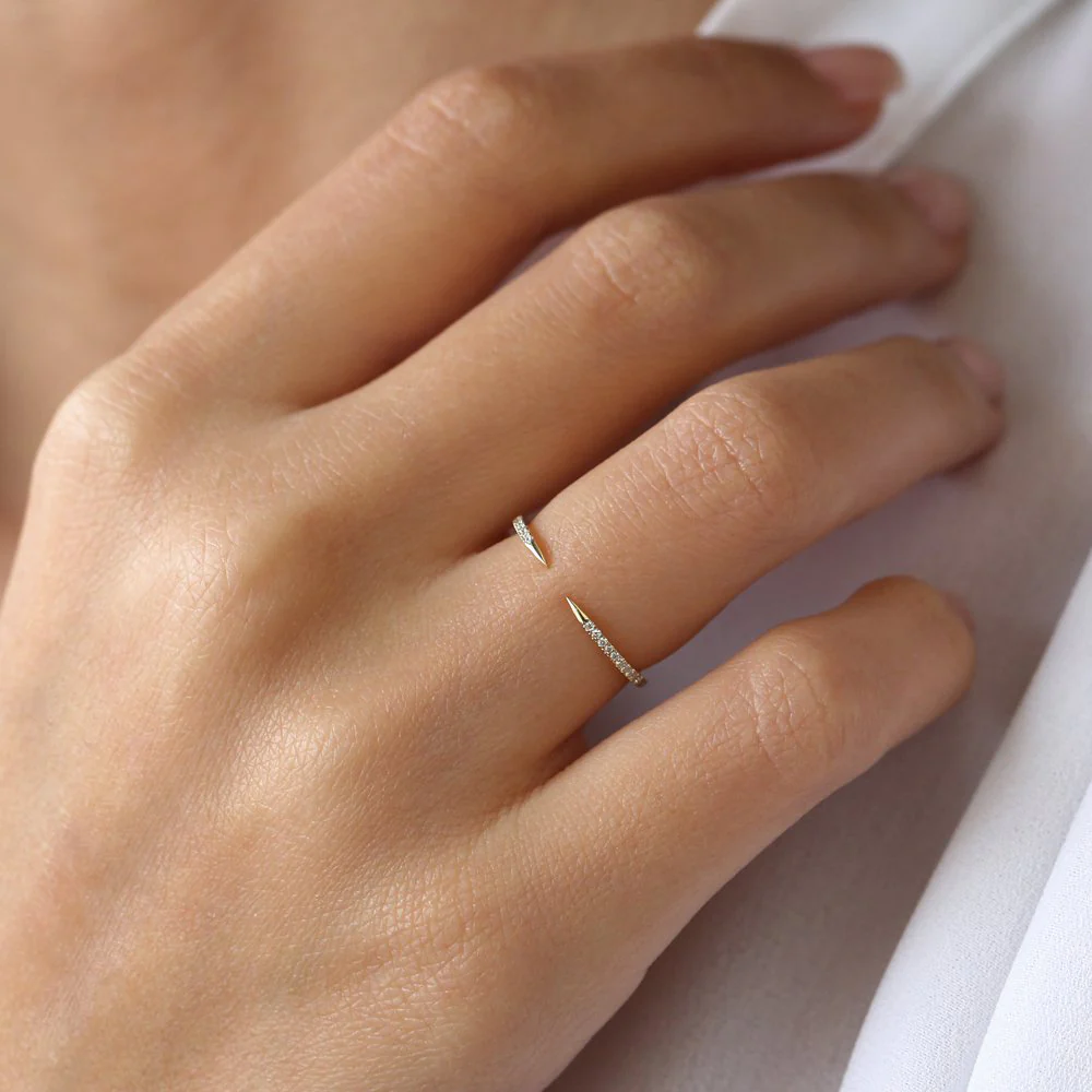925 Silver Diamond Open Cuff Diamond Ring
