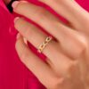 Gold-plated sterling silver ring with sparkling pavé detail