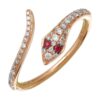 925 Silver Diamond Pave Snake Ring with flowing shape