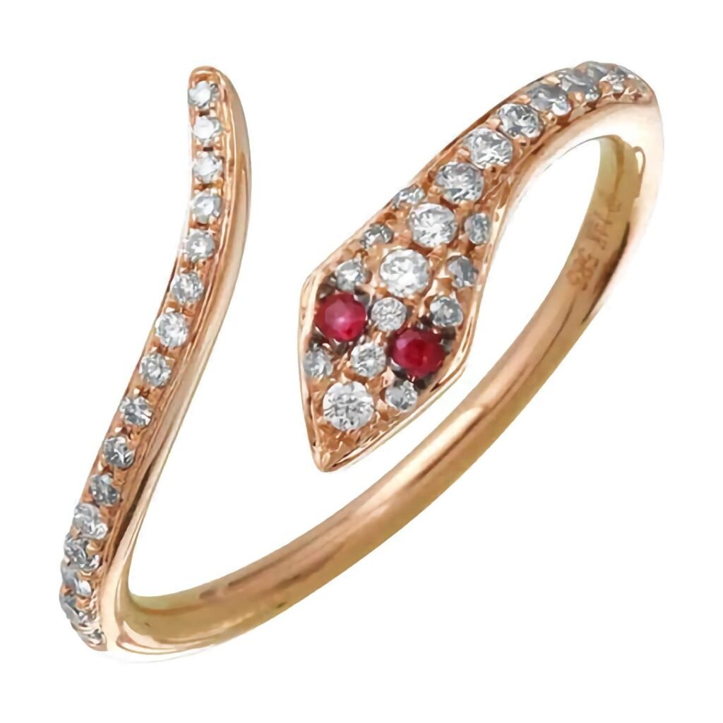 925 Silver Diamond Pave Snake Ring