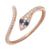 925 Silver Diamond Pave Snake Ring with thick gold plating