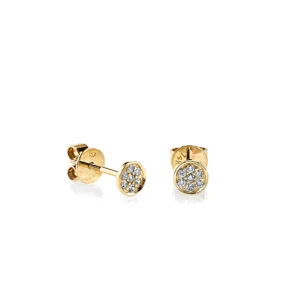 925 Silver Diamond Pave Tiny Disc Stud