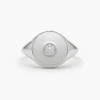 925 Silver Diamond Pinky Signet Ring - Image 4