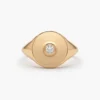 925 Silver Diamond Pinky Signet Ring - Image 7