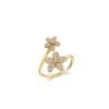 925 Silver Diamond Plumeria Wrap Ring with floral open-band design
