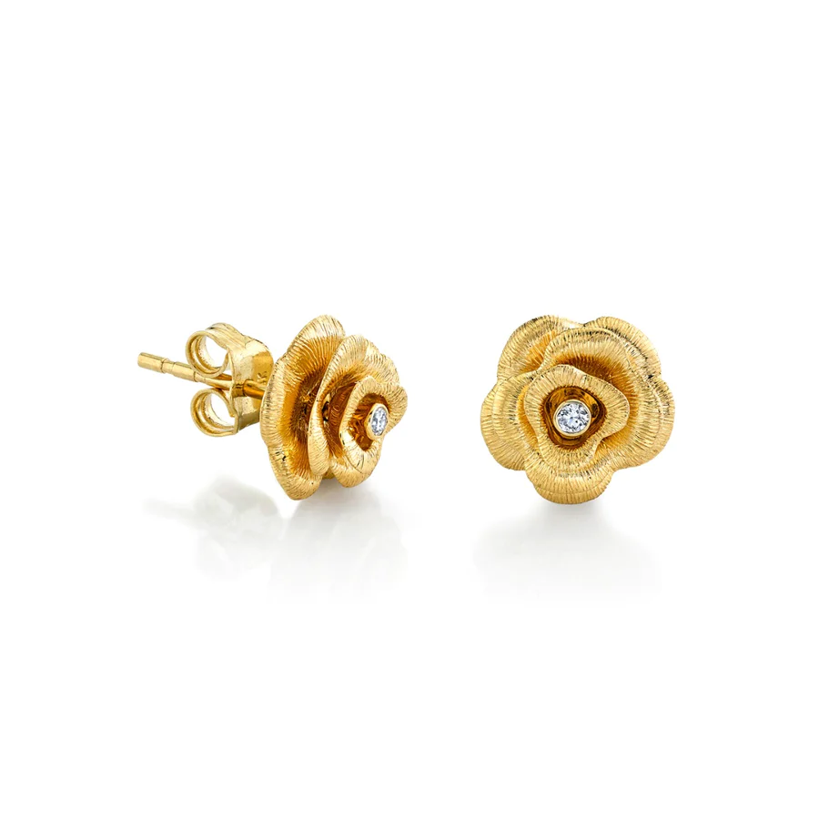 925 Silver Diamond Rose Stud