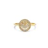 925 Silver Diamond Small Happy Face Ring with dainty smiley design