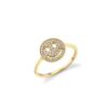925 Silver Diamond Small Happy Face Ring with pave-set Premium CZ Diamond