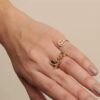 925 Silver Diamond Small Happy Face Ring in sterling silver with gold plating