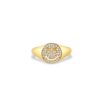 925 Silver Diamond Small Happy Face Signet Ring with polished finish
