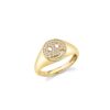 925 Silver Diamond Small Happy Face Signet Ring with Premium CZ Diamond pave detail