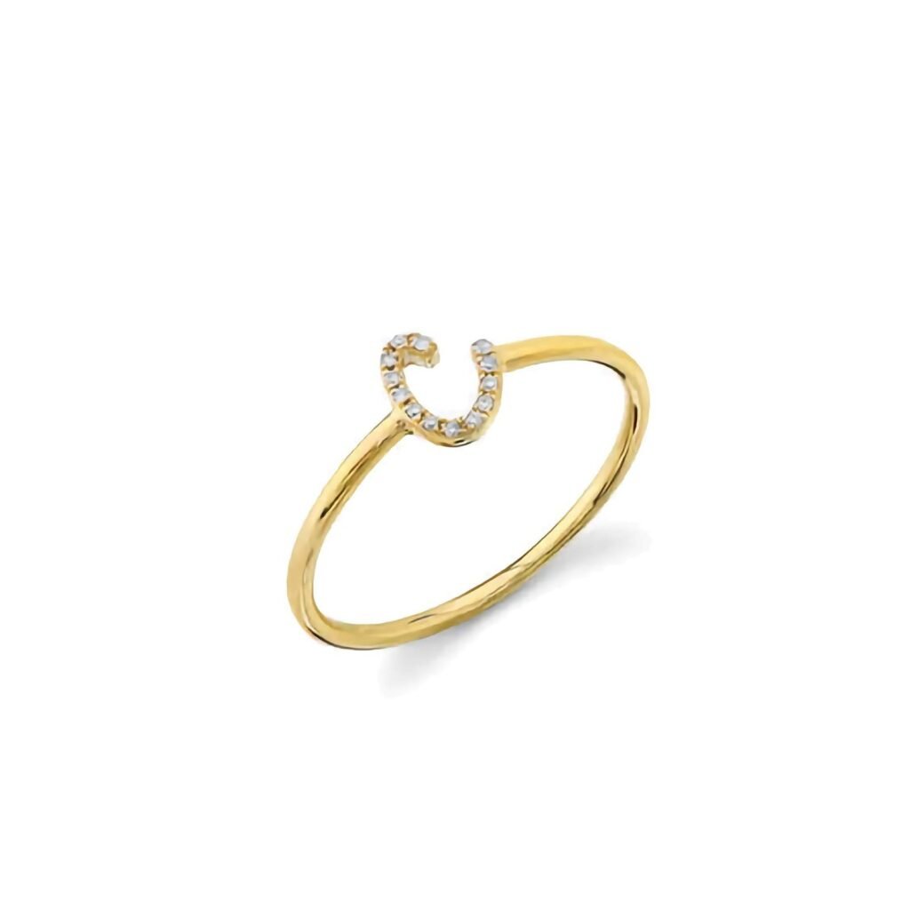 925 Silver diamond small initial ring