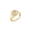 925 silver diamond spiral signet ring with polished finish