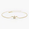 925 Silver Diamond Star Charm Bracelet with CZ stone sparkle