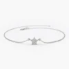 925 Silver Diamond Star Charm Bracelet with thick gold plating