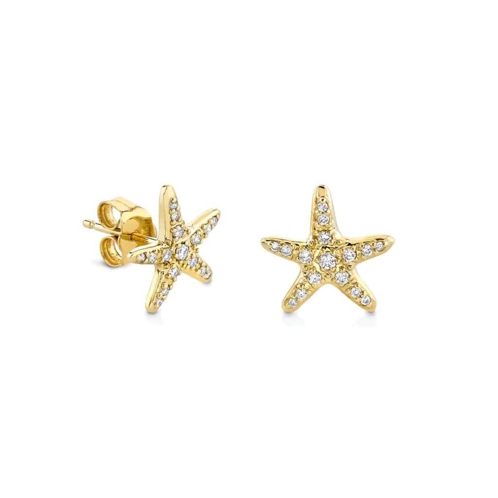 925 Silver Diamond Starfish Stud