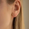 Gold-plated sterling silver diamond stud earrings with simple setting