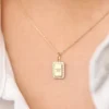 925 Silver Diamond Tag Initial Necklace with tag-style pendant