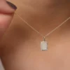 925 Silver Diamond Tag Initial Necklace with personalised initial detail