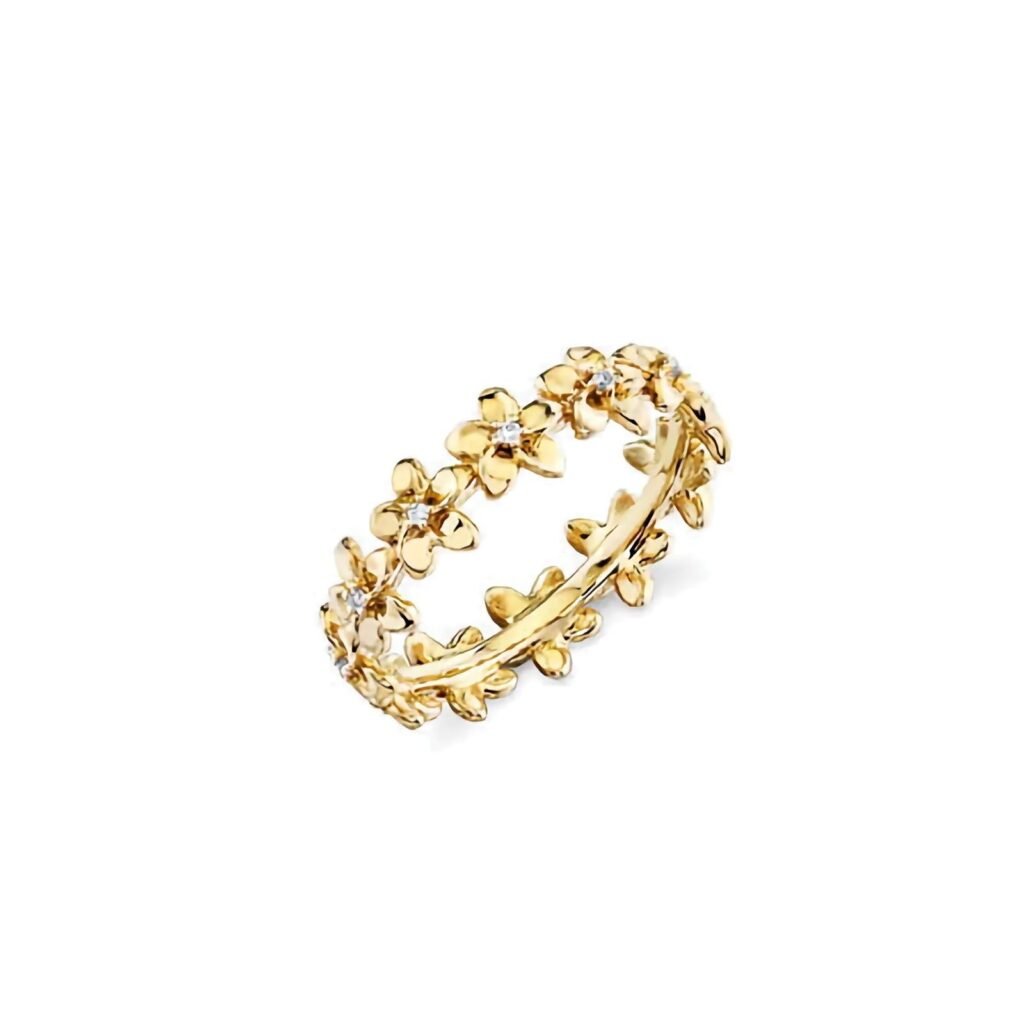 925 Silver Diamond Tiny Plumeria Eternity Ring