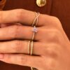 925 Silver Diamond Triangle Band Ring with pave-set triangle detailing