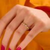 925 Silver Diamond Triangle Wedding Band Ring in 925 sterling silver with thick gold plating