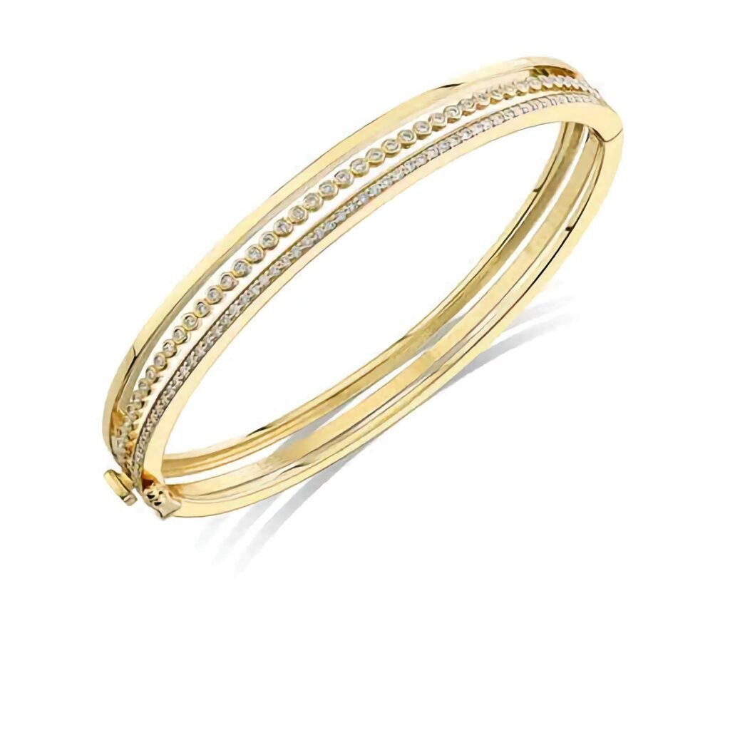 925 Silver Diamond Triple Hinge Bangle