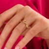 925 Silver Diamond Twist Leaf Ring