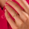 925 Silver Diamond Twist Leaf Ring - Image 2