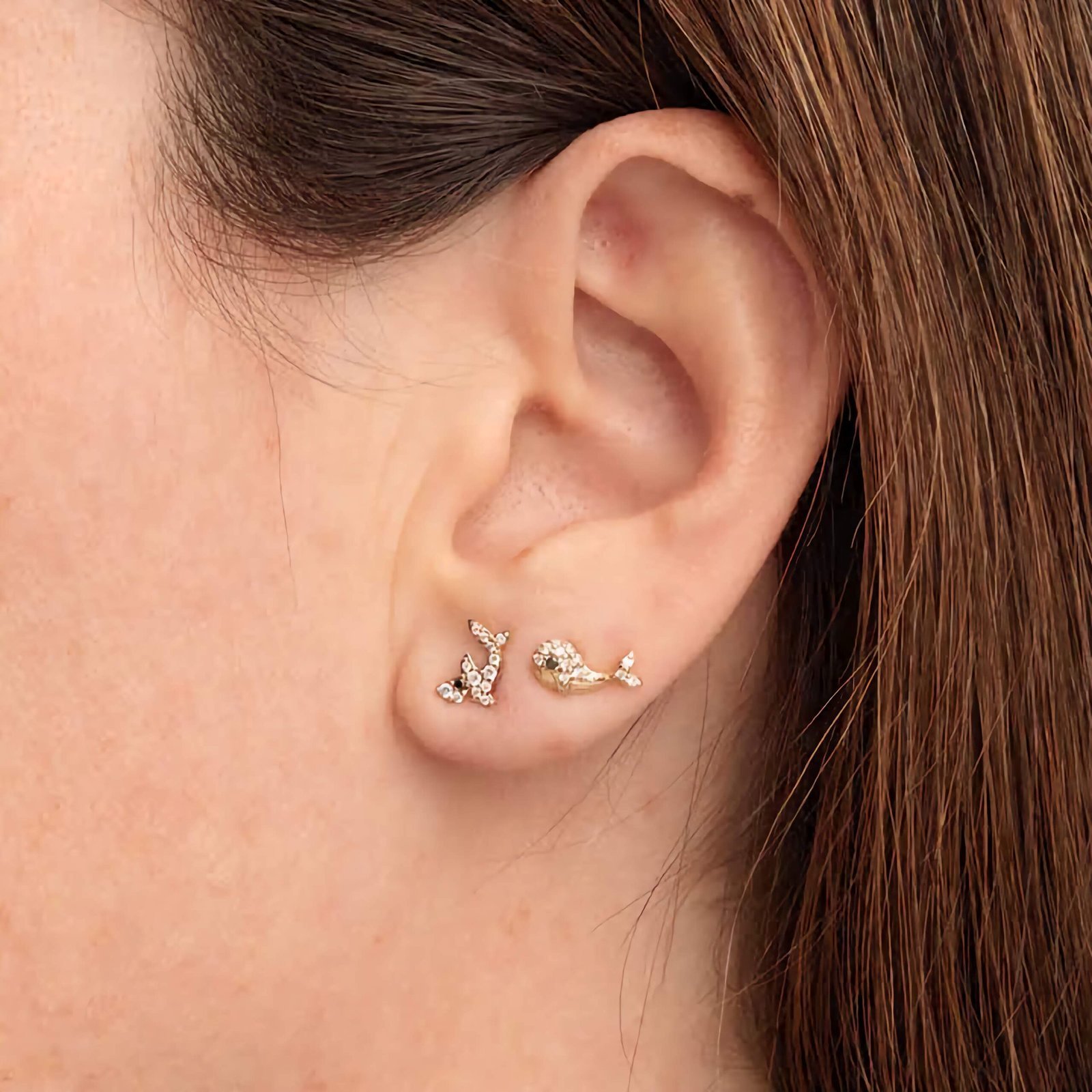 925 Silver Diamond Whale Stud - Image 2